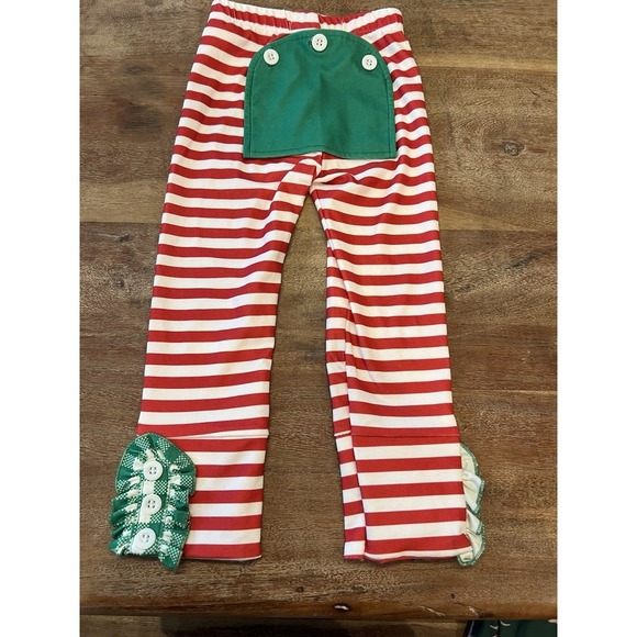 NWT Sugar Bee Ruffle Buttflap Pajamas Christmas Striped Holiday Lounge Size 18 M - Picture 4 of 7